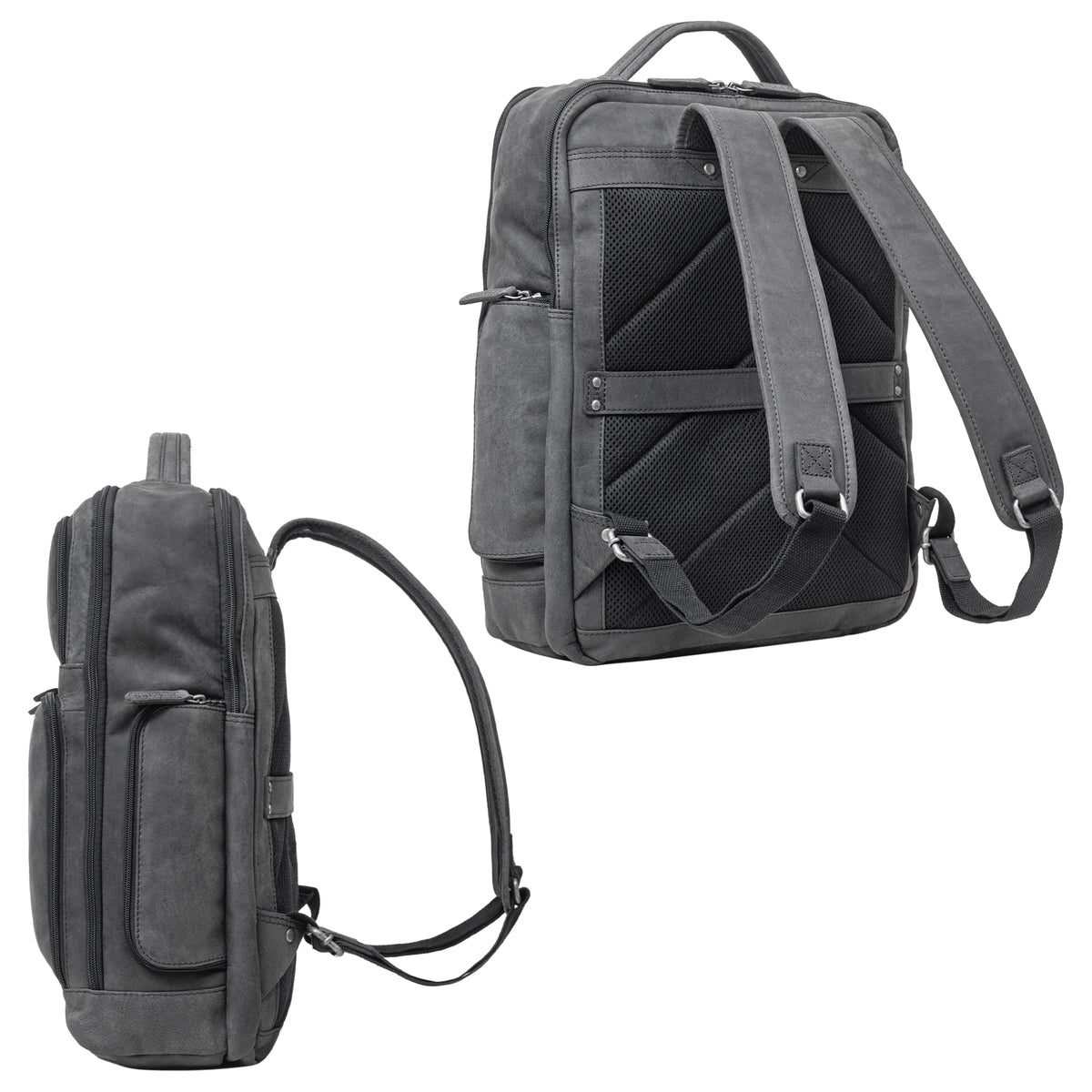 Lederrucksack Damen anthrazit