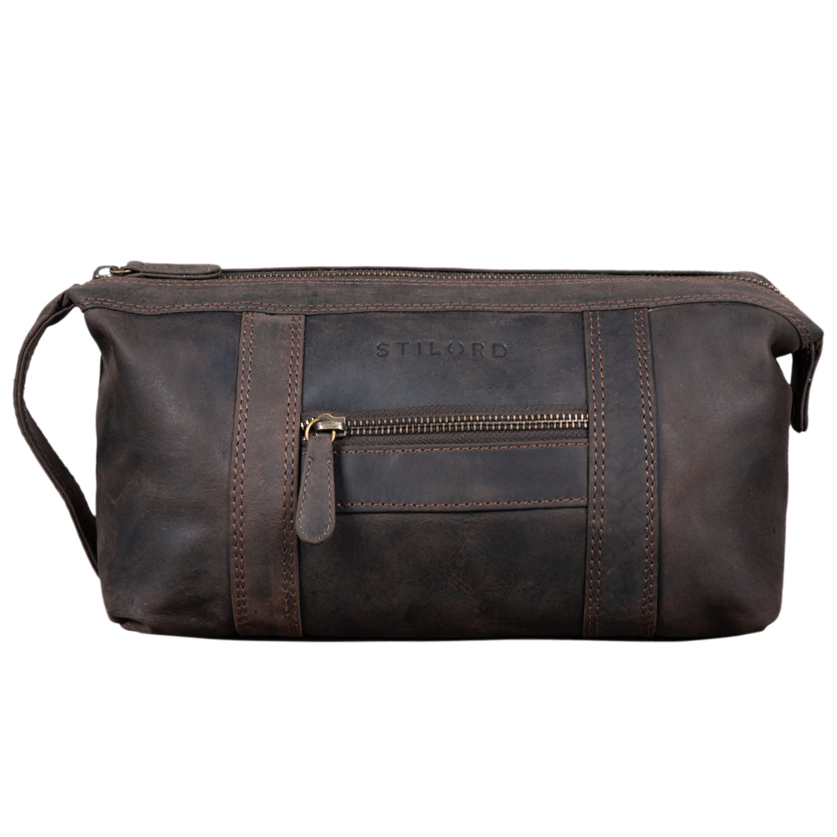 Vintage Leder Waschtasche mit Henkel