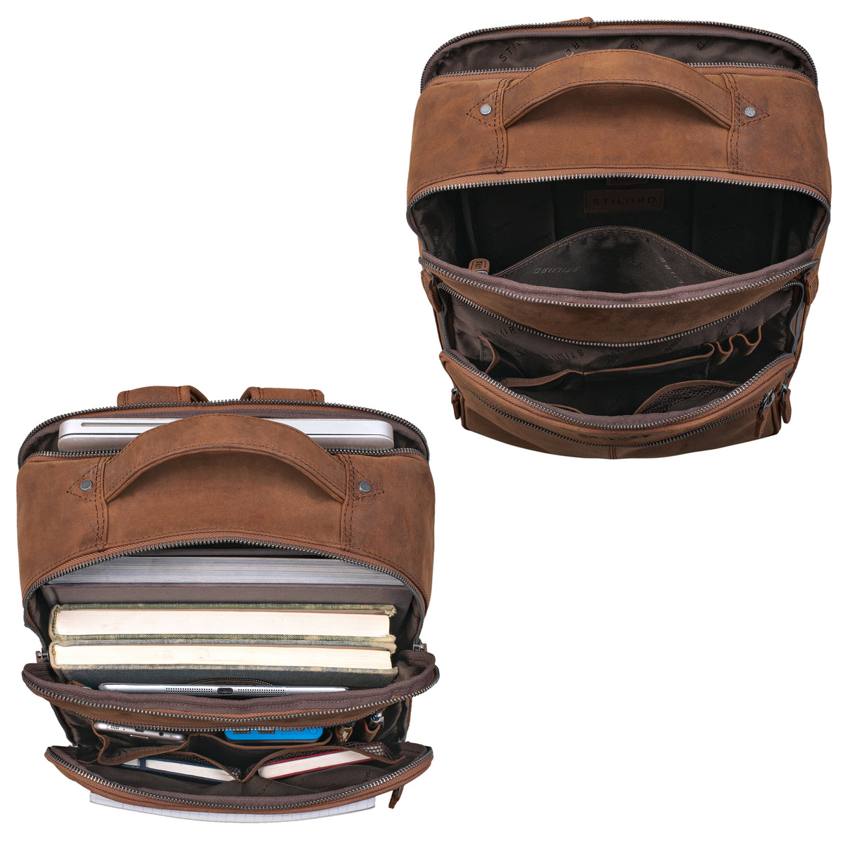 Lederrucksack Uni Vintage groß