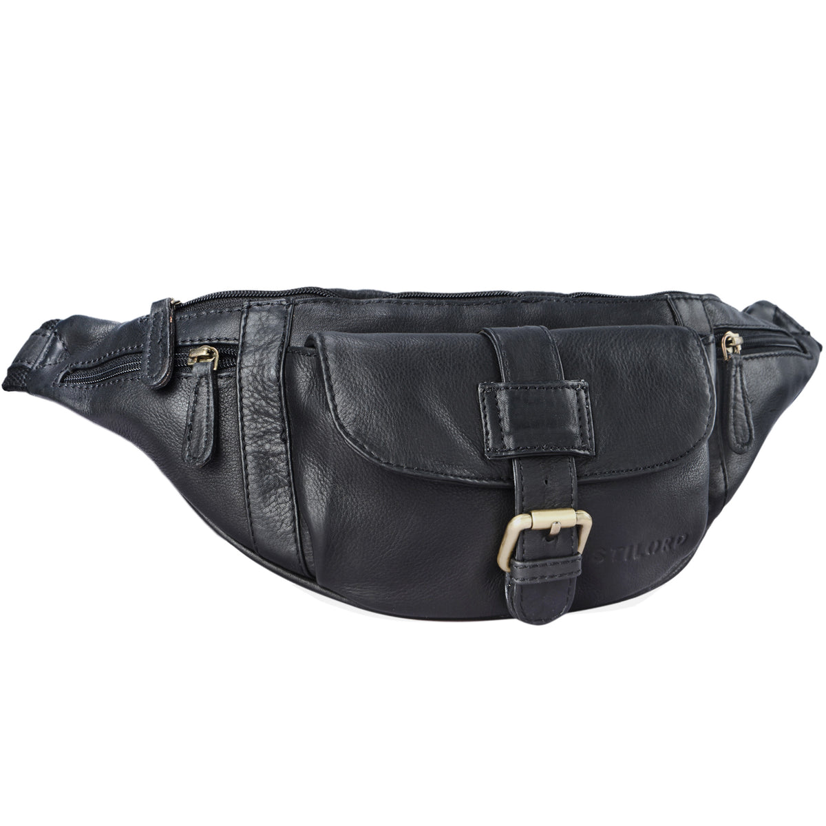 XL Gürteltasche Vintage Design Leder schwarz