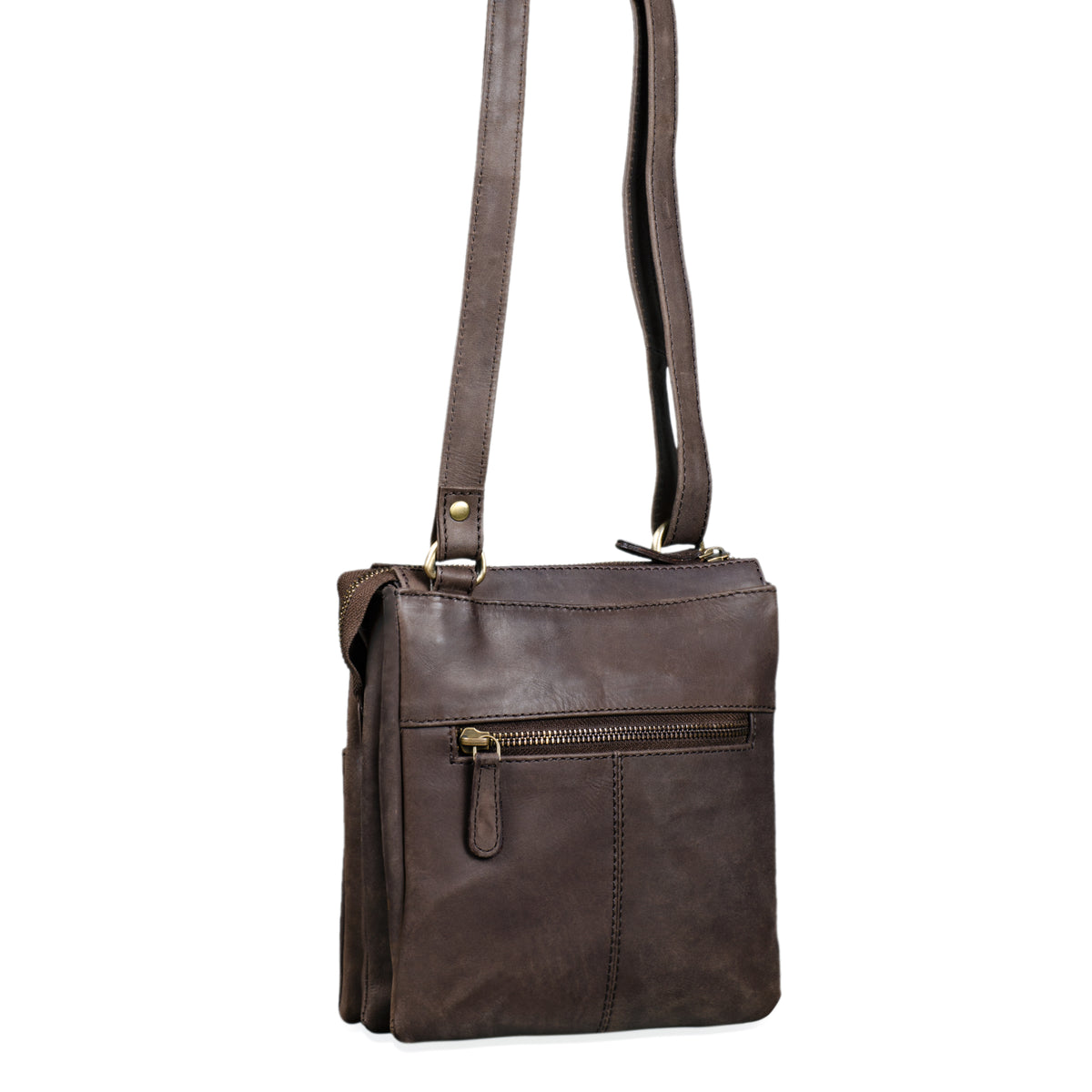 Handtasche dunkelbraun echtes Leder Vintage