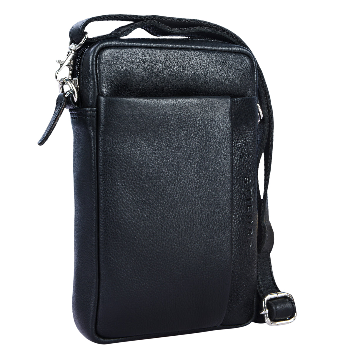 Leder Herrenhandtasche Umhängetasche schwarz
