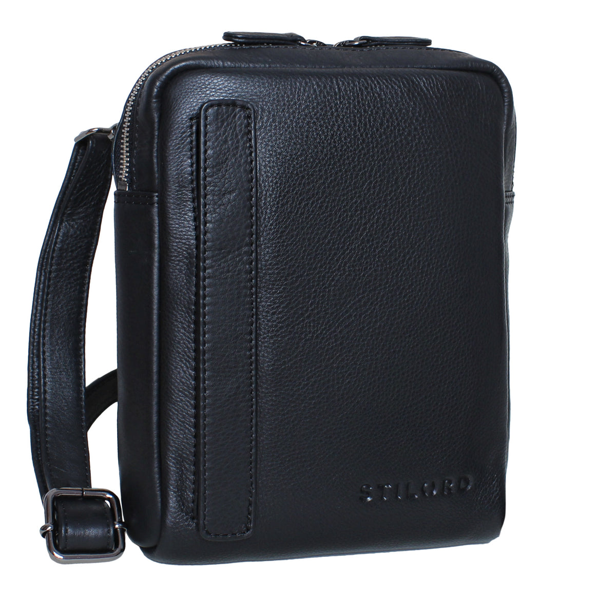 Leder Cross Body Bag Herren schwarz