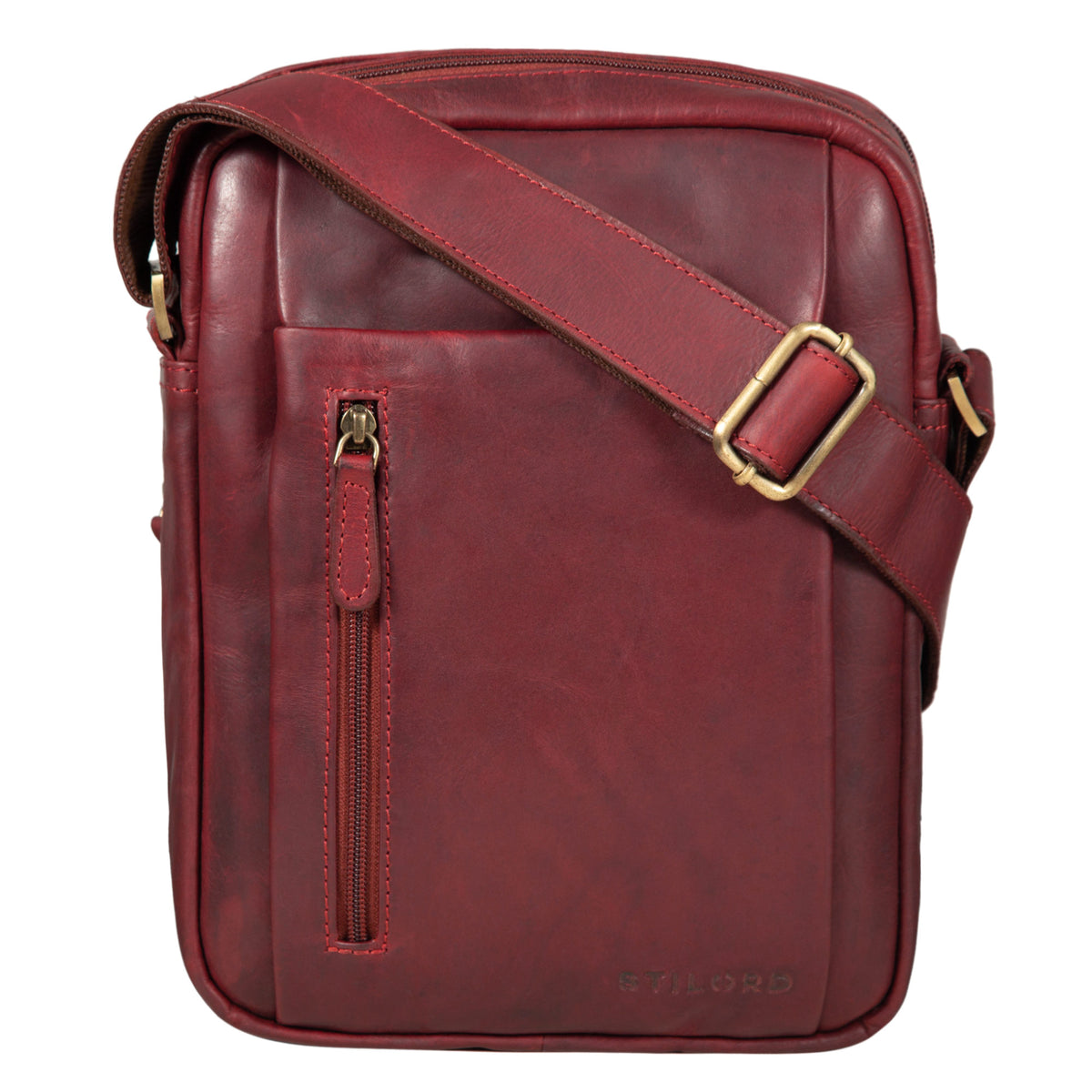 Schultertasche Leder Mann klein rot