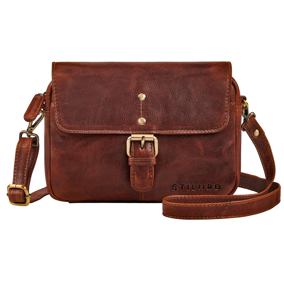 kleine echtleder handtasche zum umhängen cognac
