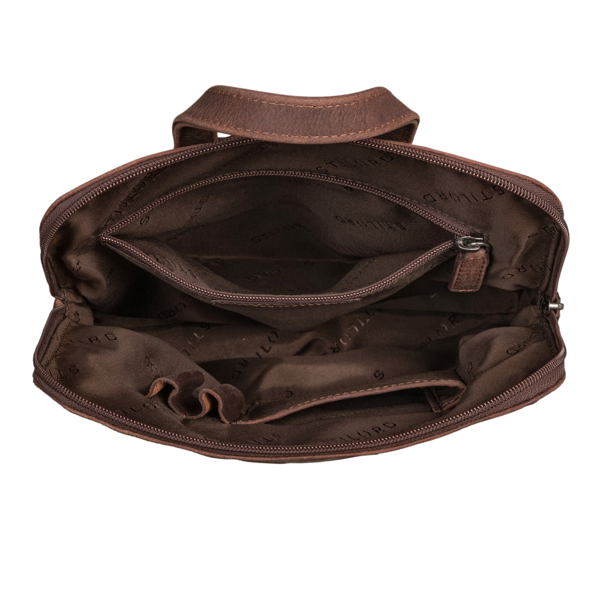 Dunkelbrauner Retro Cityrucksack Damen Echtleder mittel