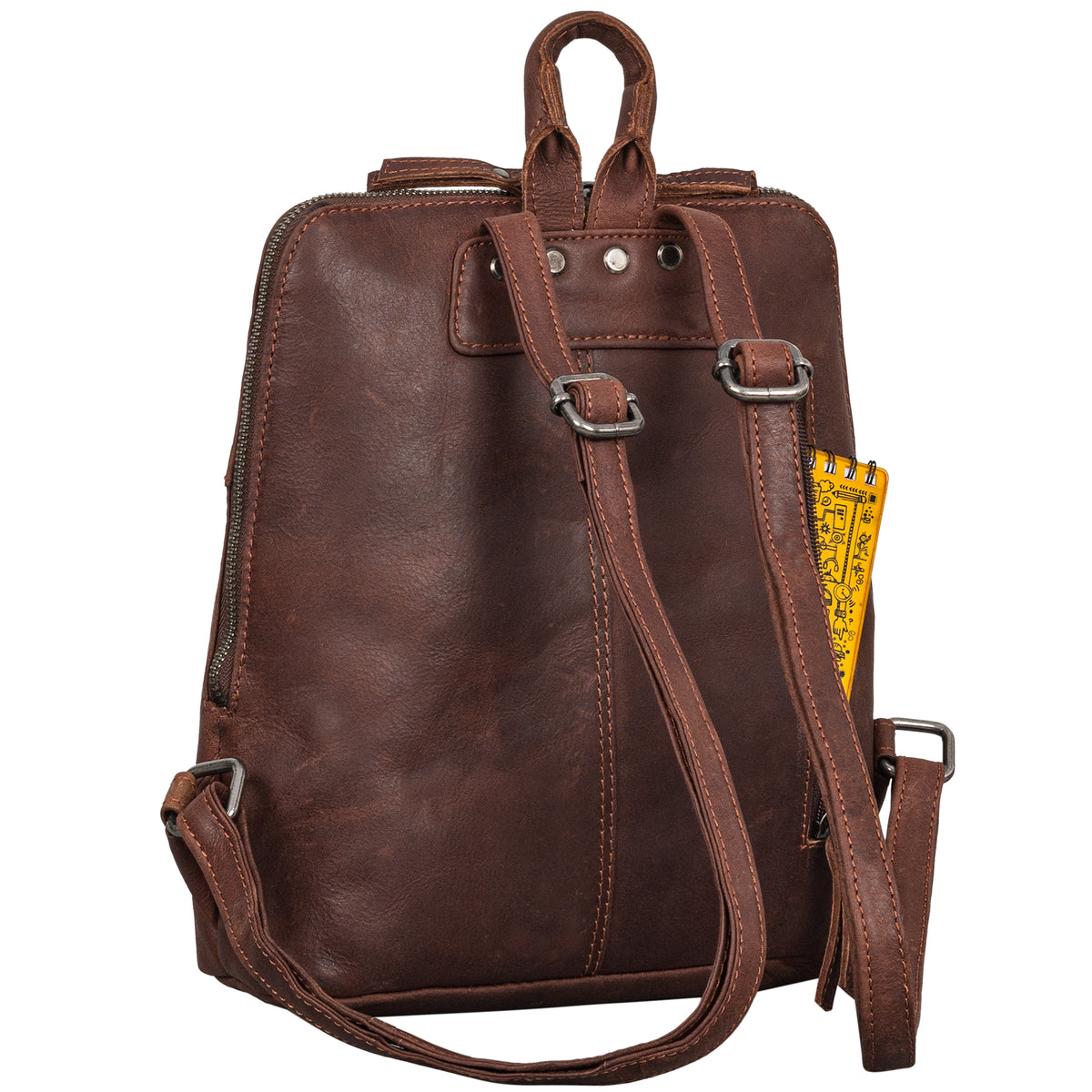 Retro Rucksack Damen Leder klein braun