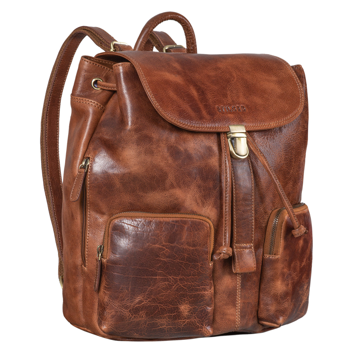 City Rucksack Damen Leder braun