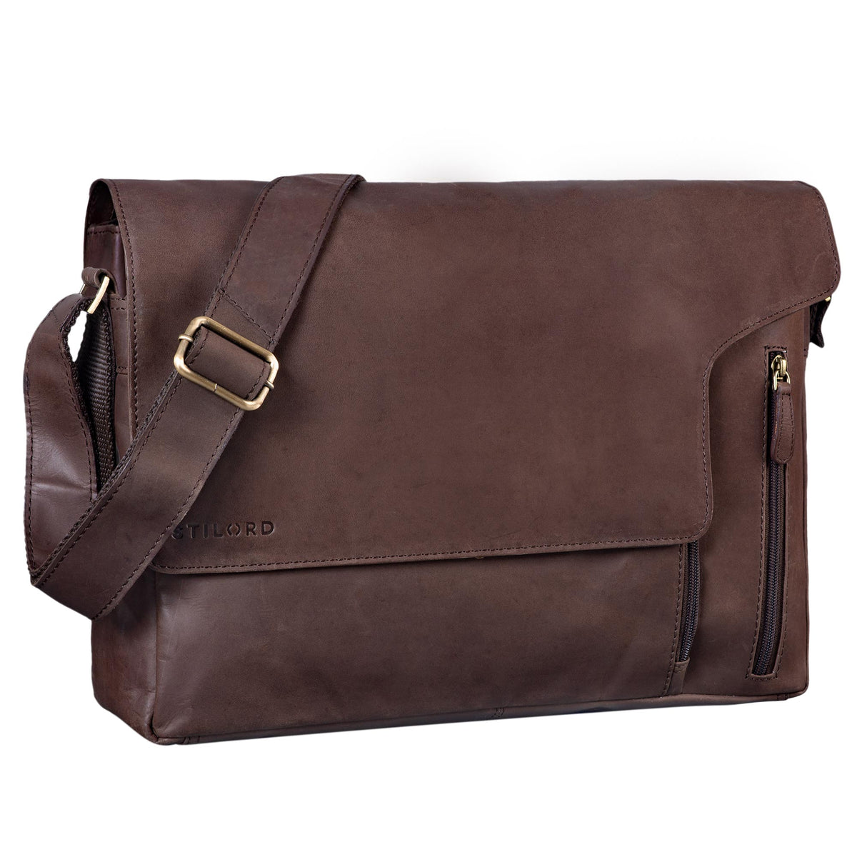 Vintage Messenger Bag 15.6 Zoll Laptopfach Leder