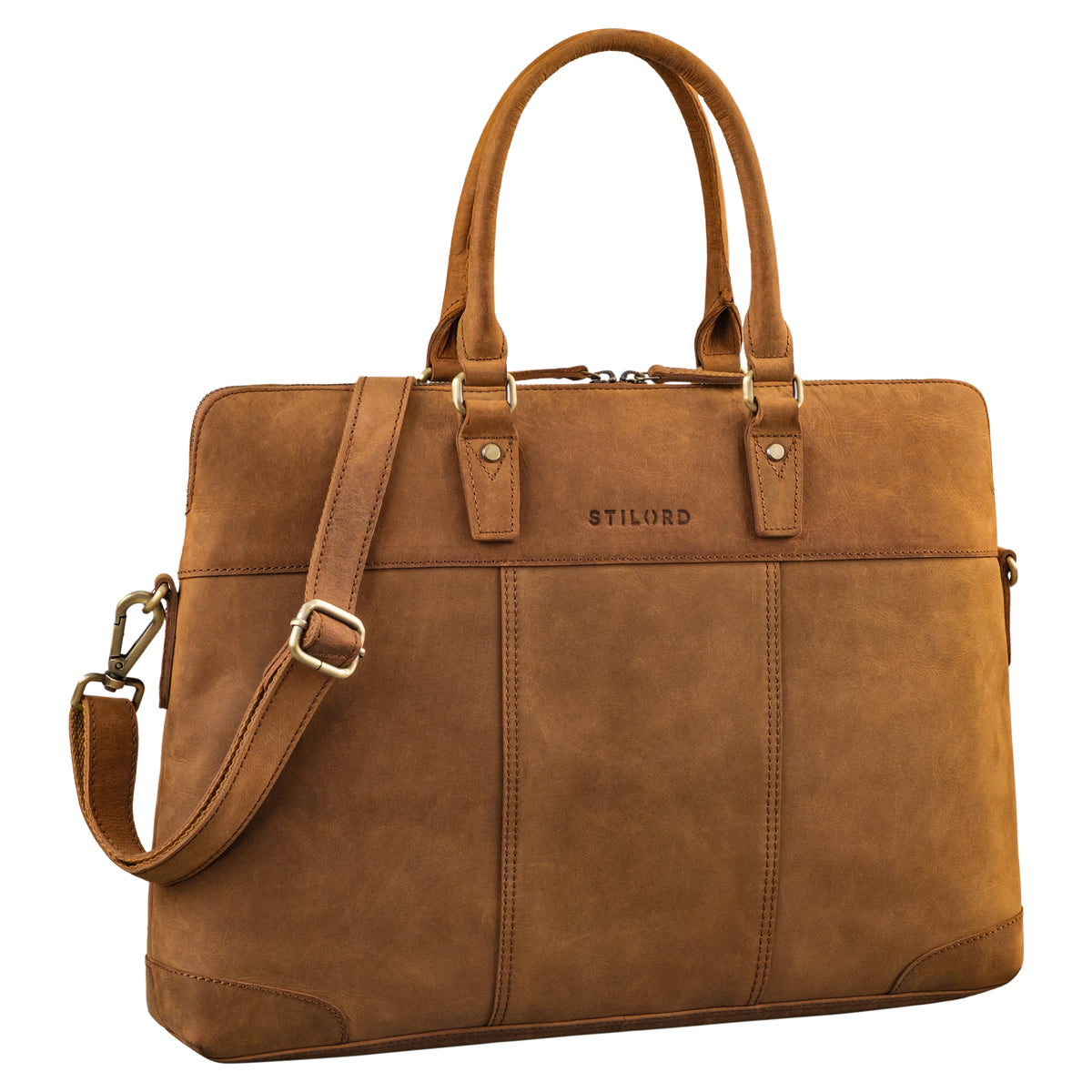 Echtleder Laptoptasche 15.6 Zoll für Damen groß dunkelbraun 
