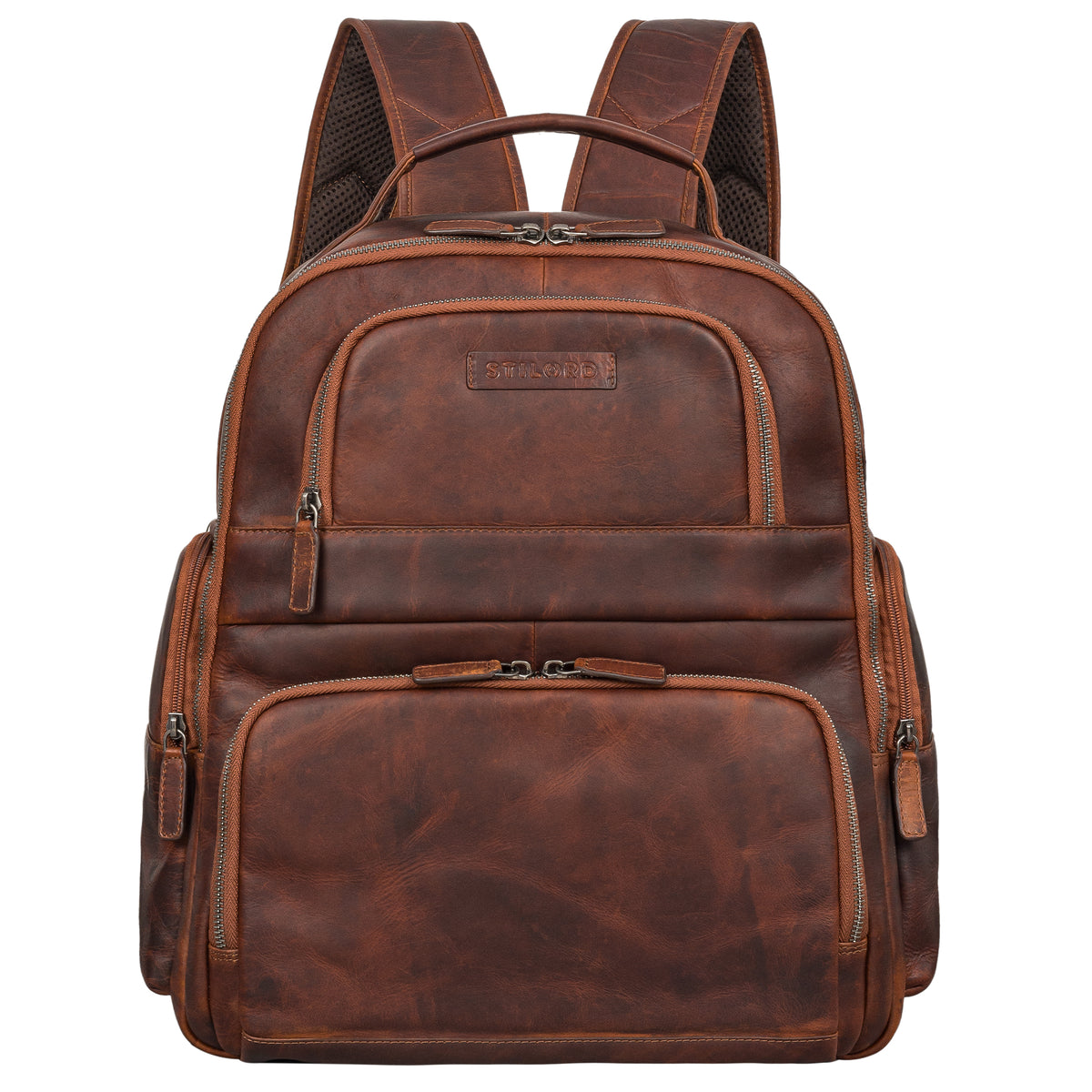Leder Laptoprucksack Cognac Echtleder 15,6 Zoll