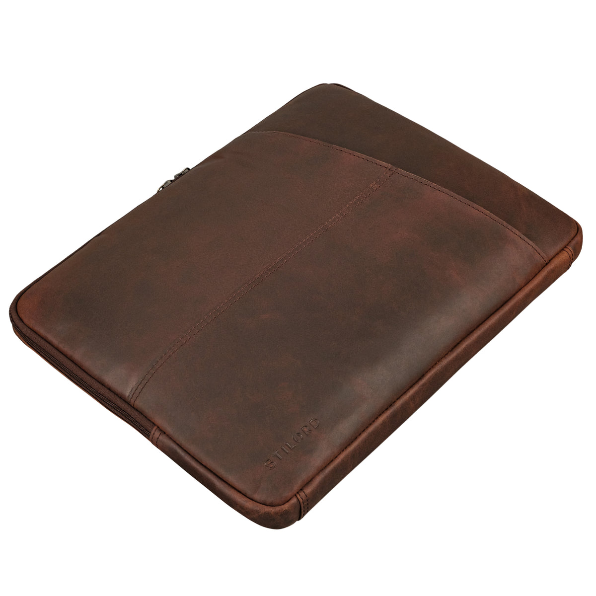 Laptoptasche Leder dunkelbraun mit vorderem Reißverschlussfach