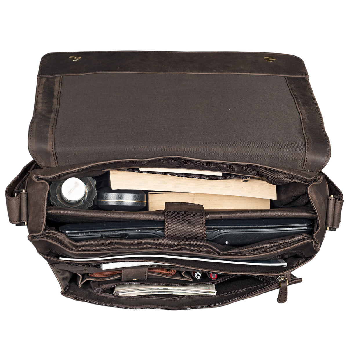 Leder Laptoptasche Leder groß dunkel - braun
