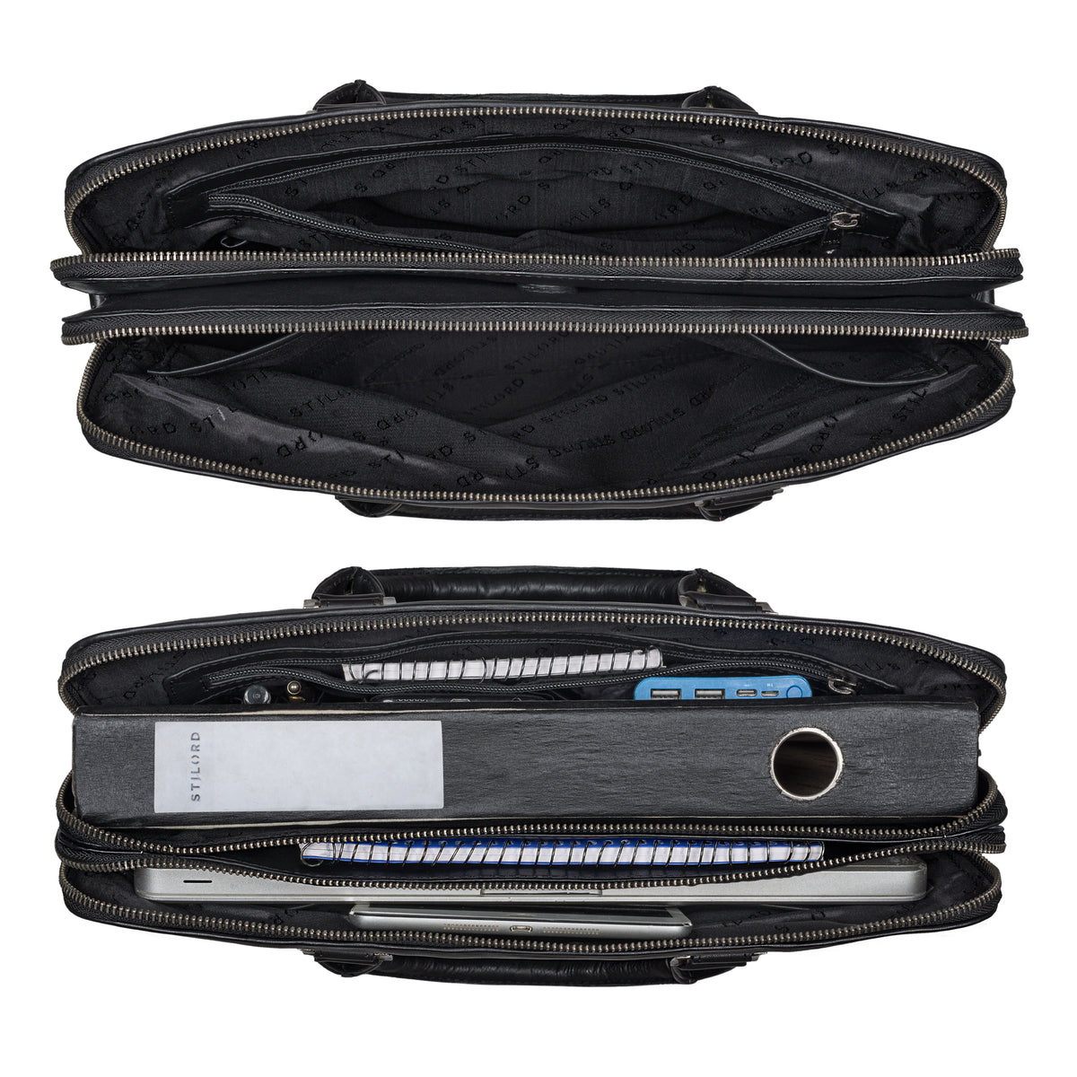 Businesstasche Leder Damen schwarz