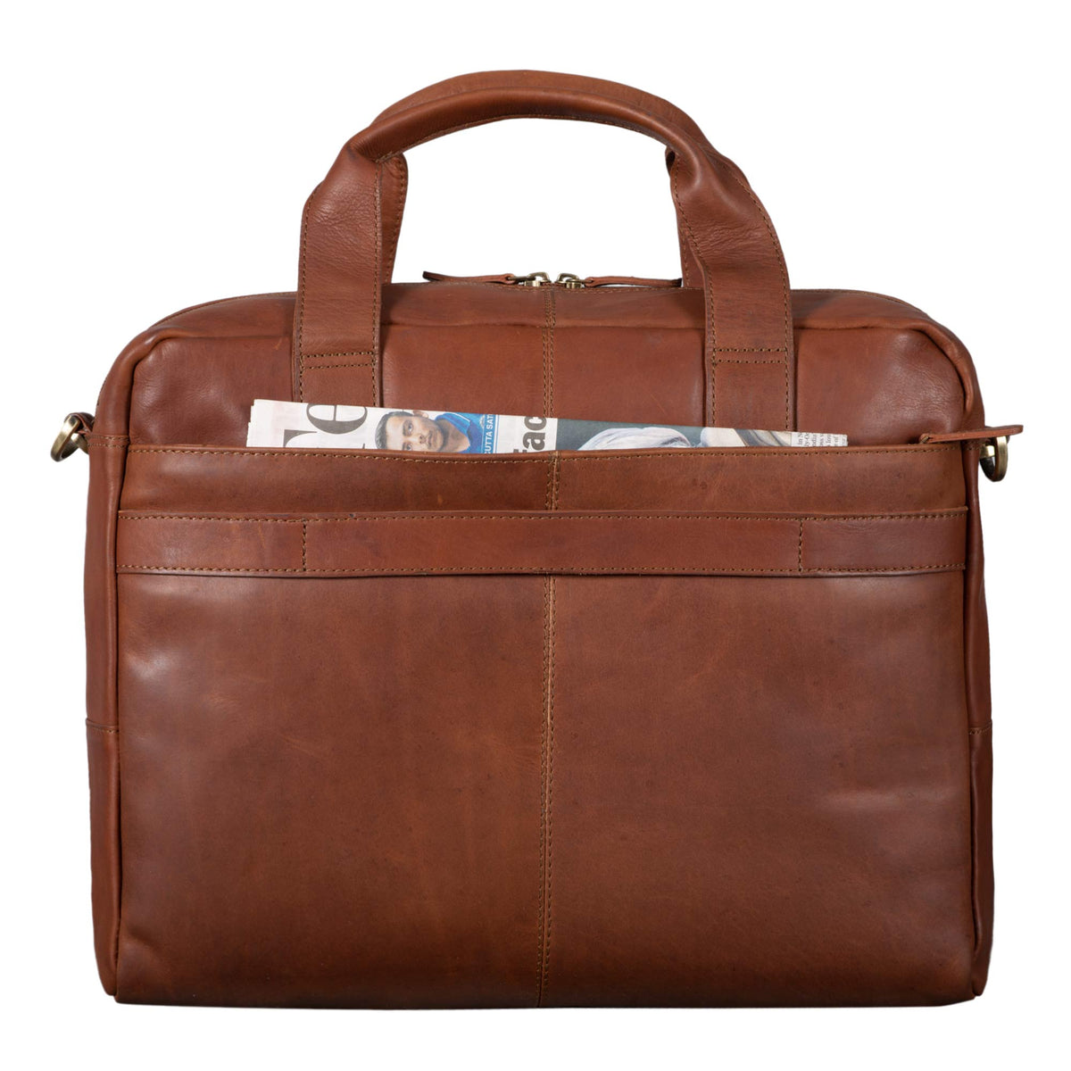 Leder Laptoptasche cognac braun mit Trolleygurt