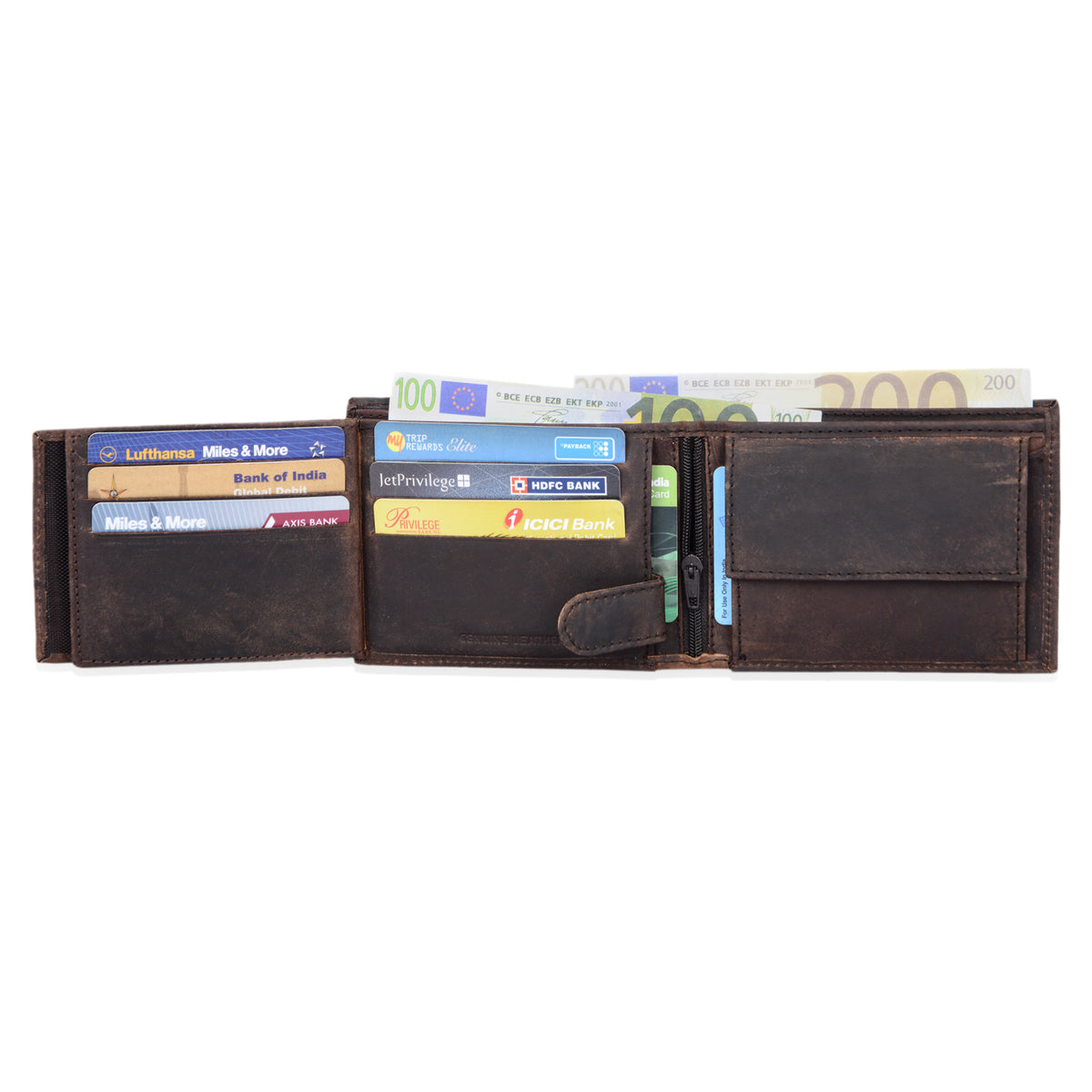 Retro Leder Brieftasche elegant robust braun