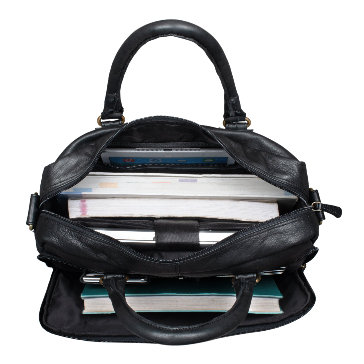 Klassische Ledertasche Arbeitstasche schwarz