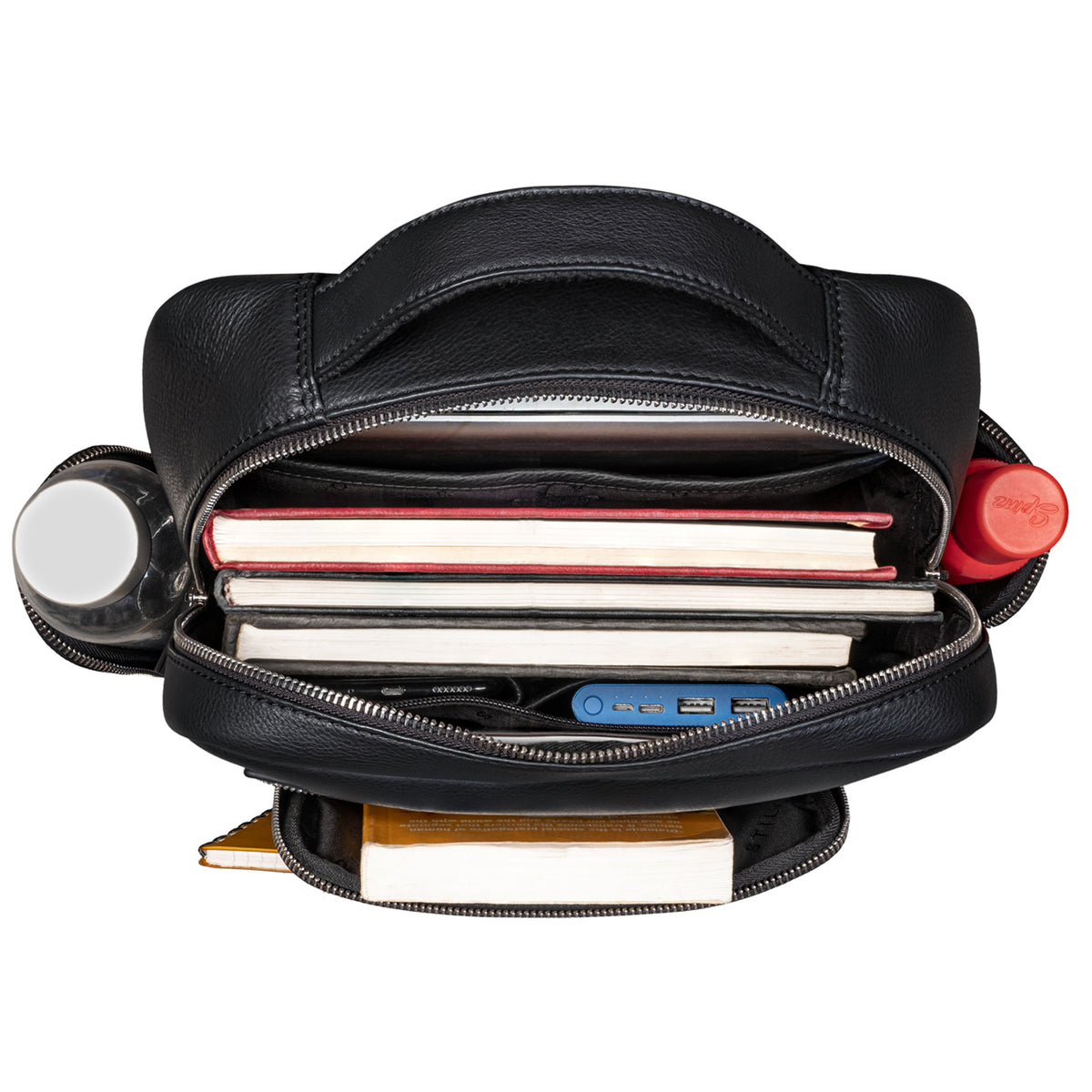Leder Rucksack Herren schwarz