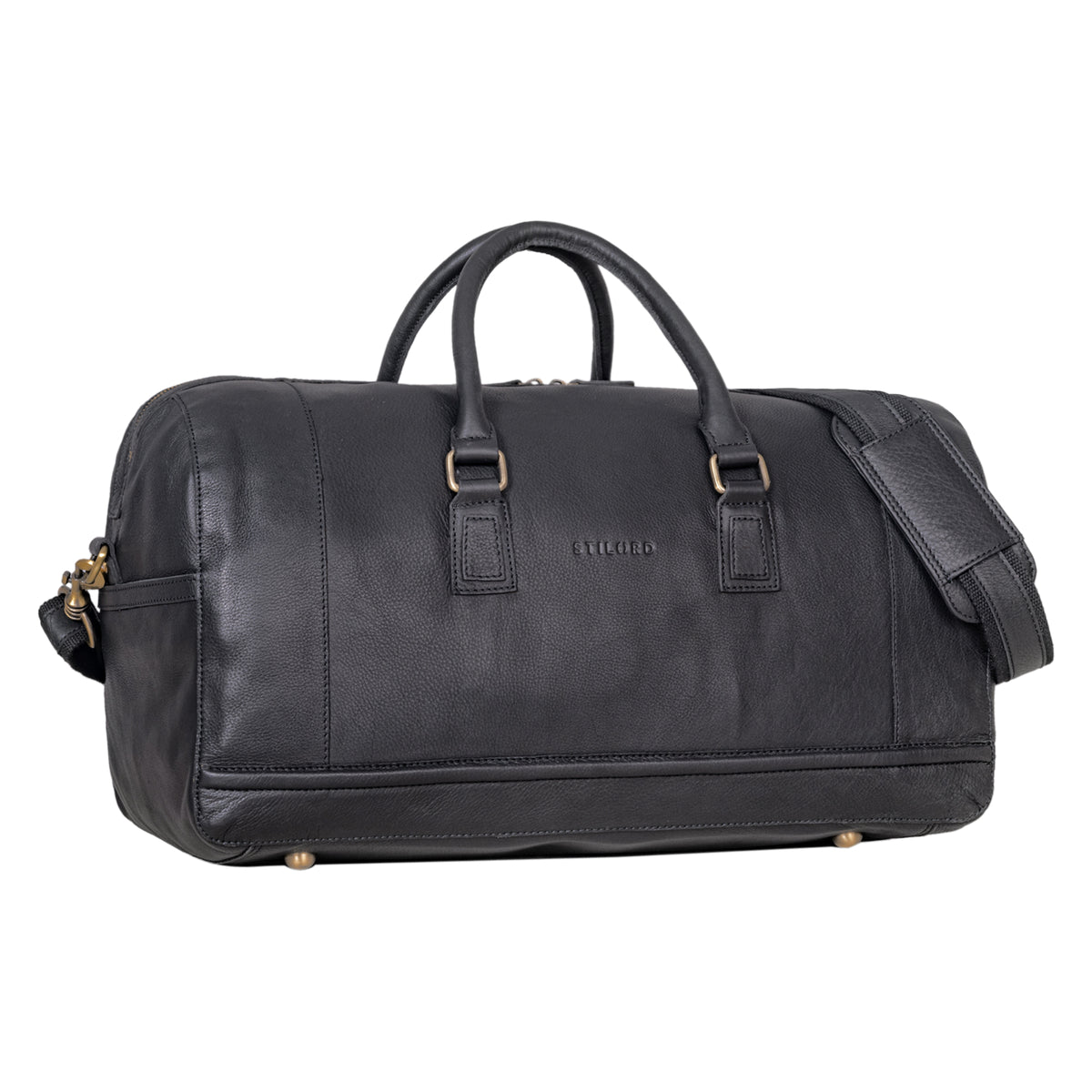 Leder Weekender Herren Damen schwarz
