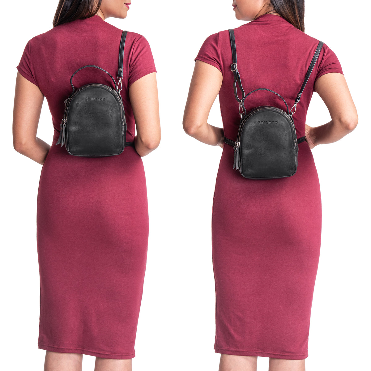 Leder rucksack für frauen schwarz