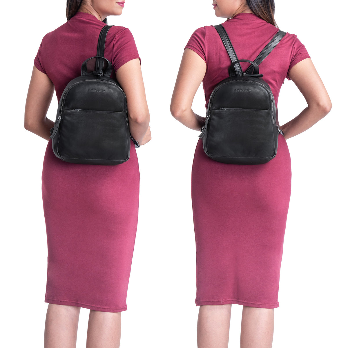Schwarzer Lederrucksack Damen