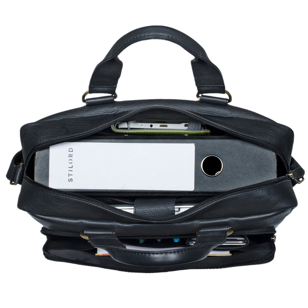 Business Ledertasche klassisch schwarz
