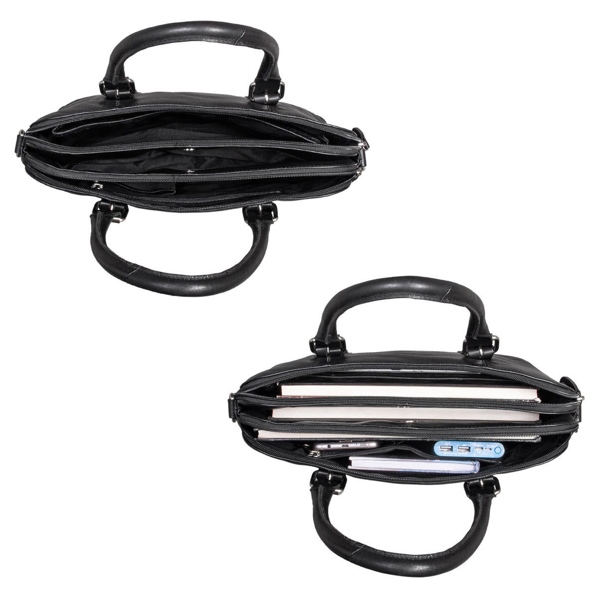 Henkeltasche Schwarz Damen Leder