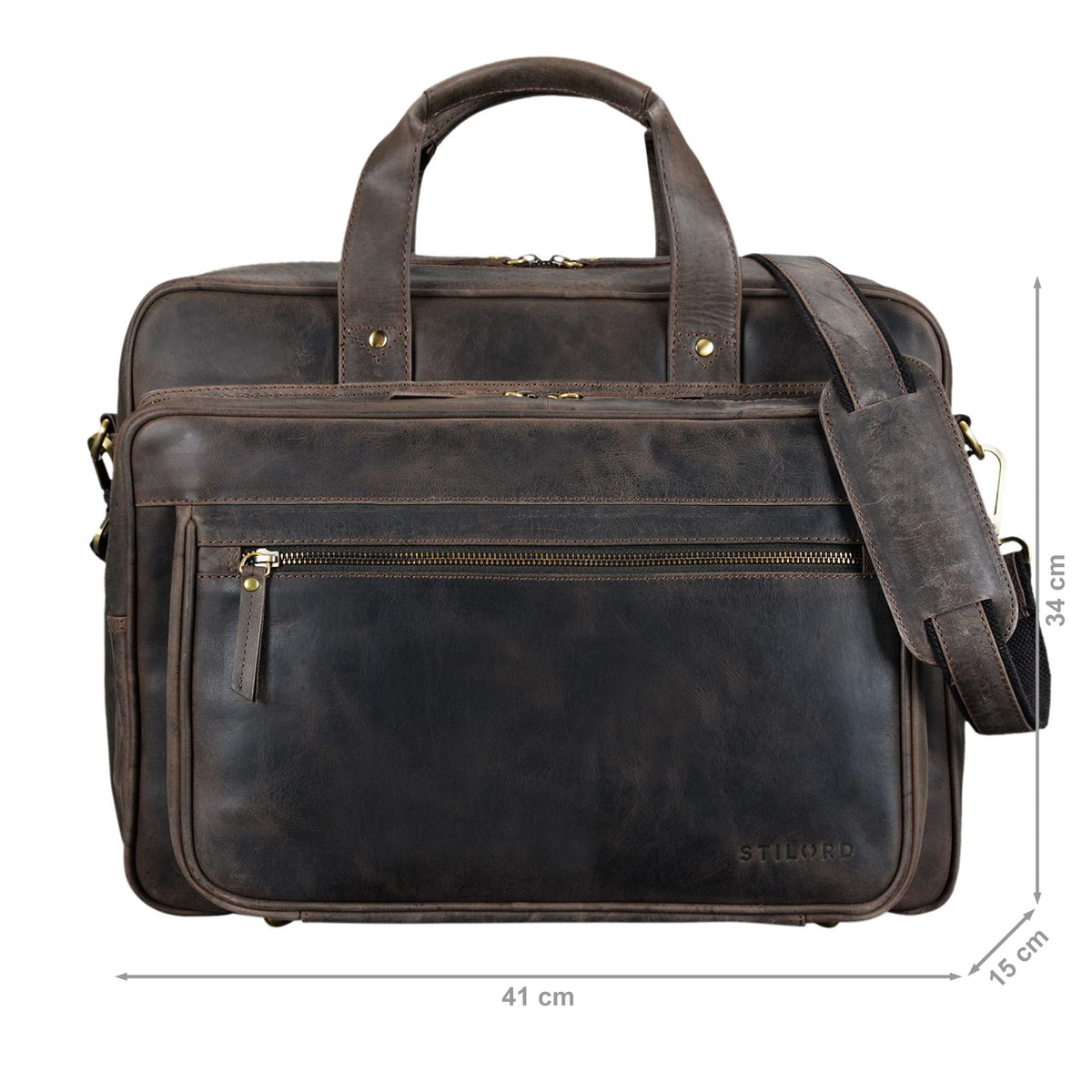 Lehrertasche Leder groß dunkelbraun
