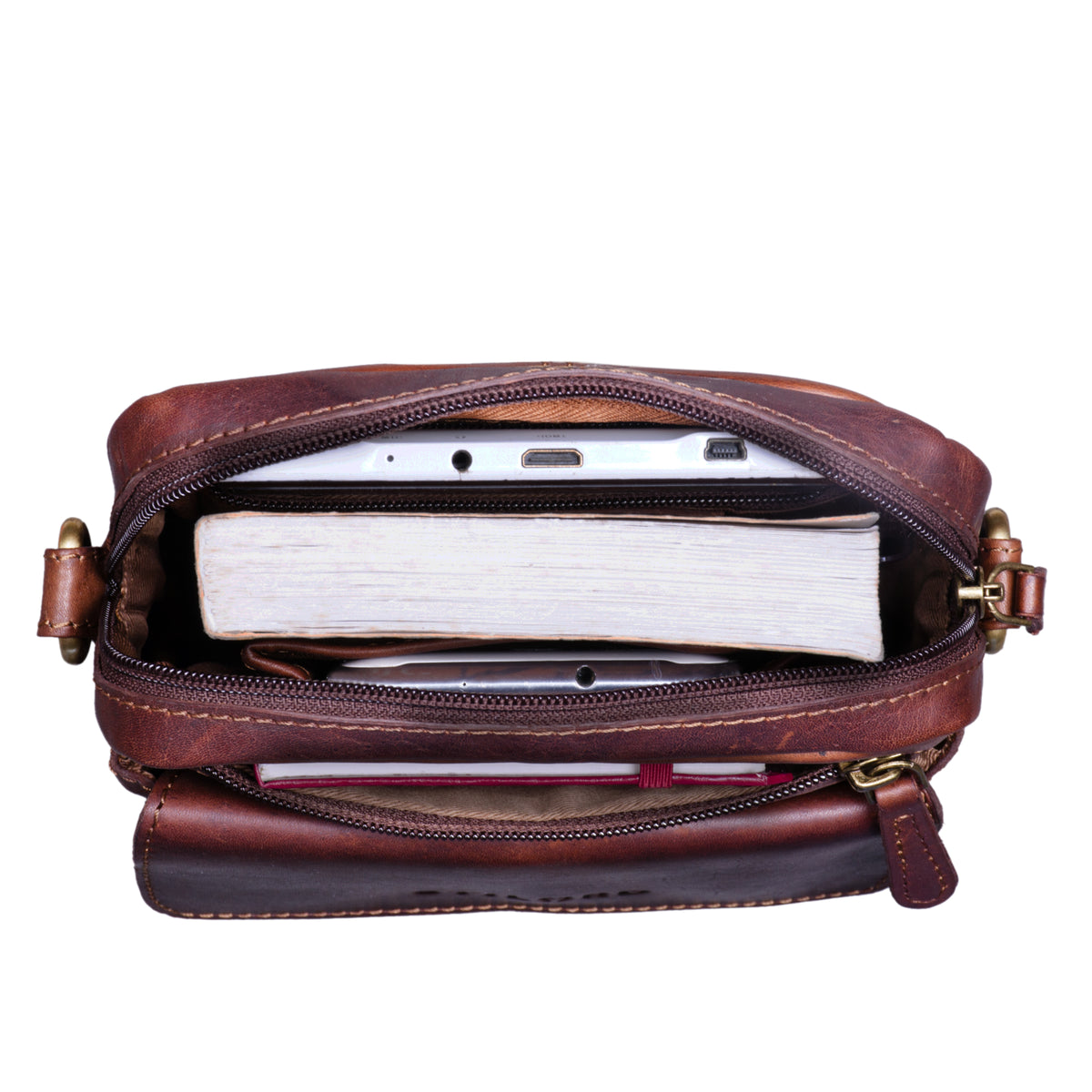 Leder Messenger Bag für Männer dunkel braun