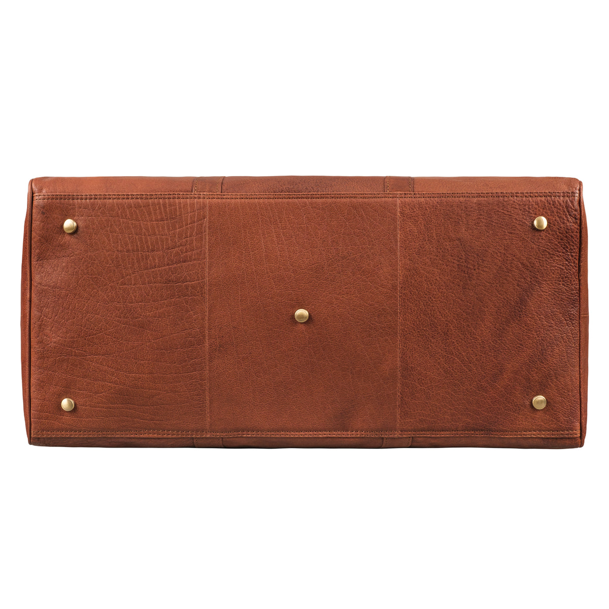 Ledertasche Handgepäck cognac mit Füßen aus der Bodensicht
