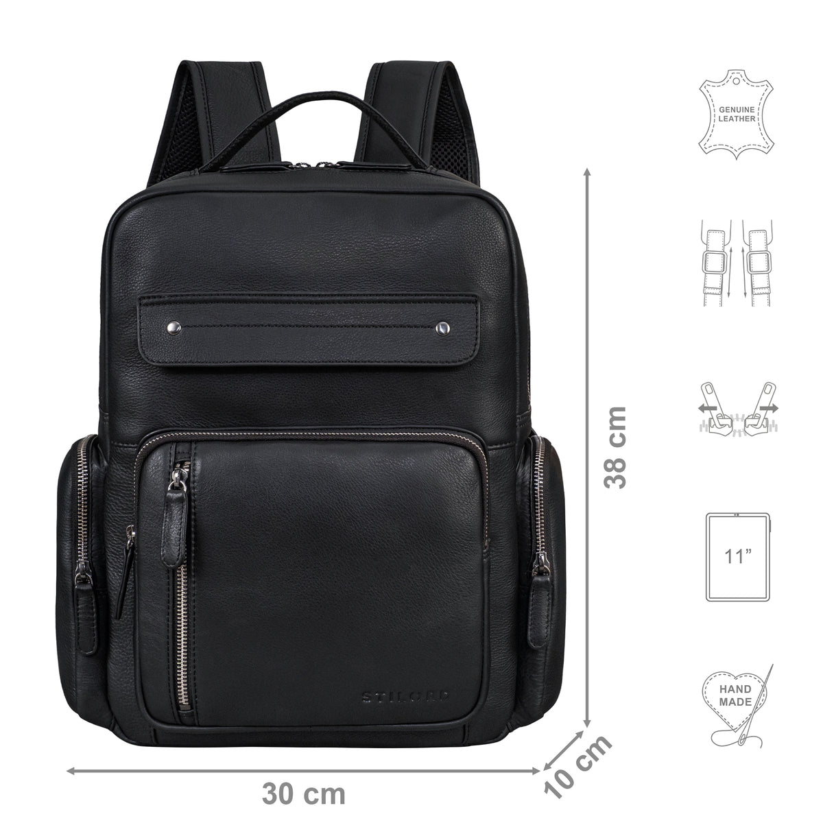schwarzer Rucksack Damen Leder