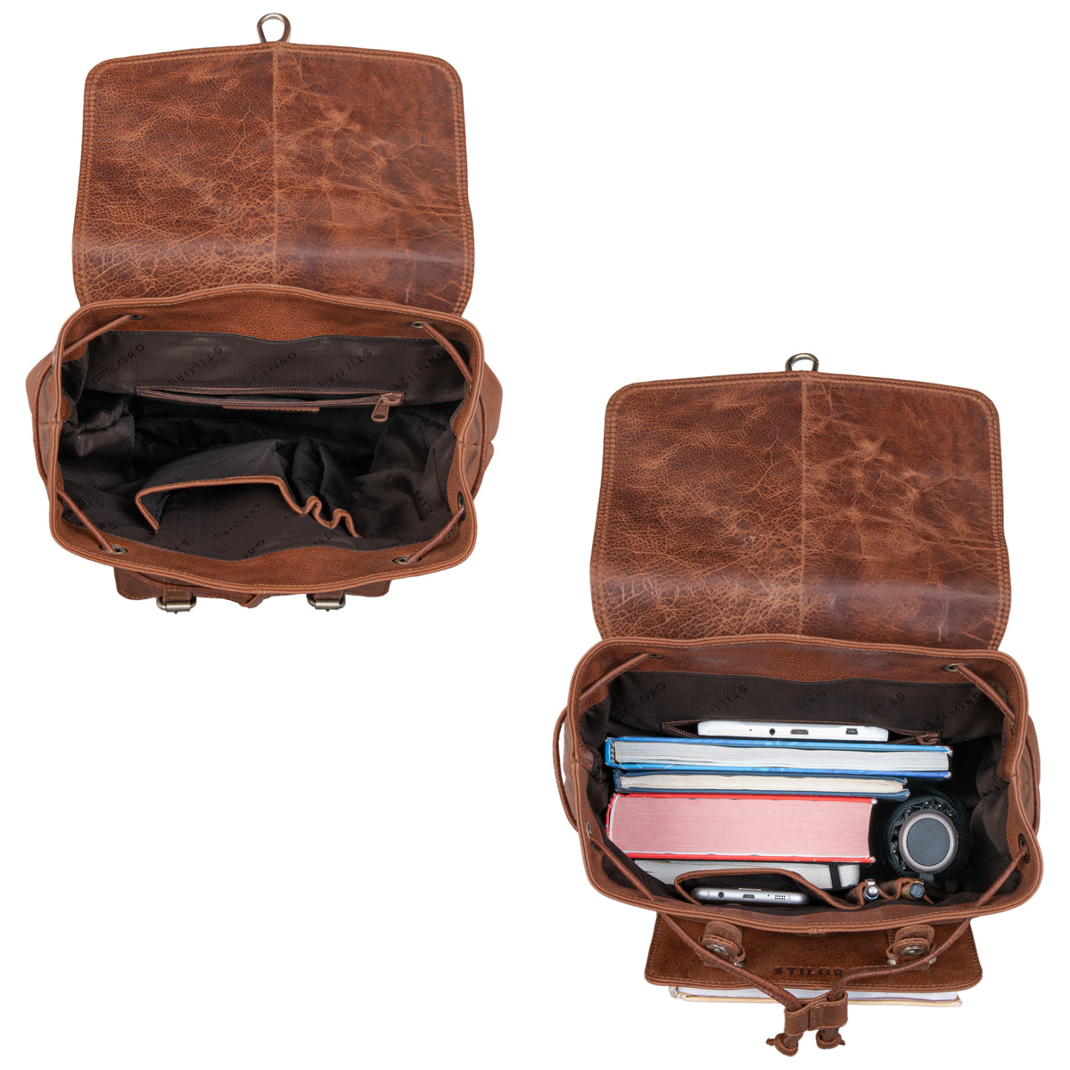 Brauner Rucksack Damen gross Leder