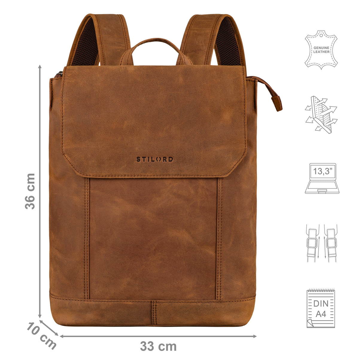 Herren Rucksack Leder cognac