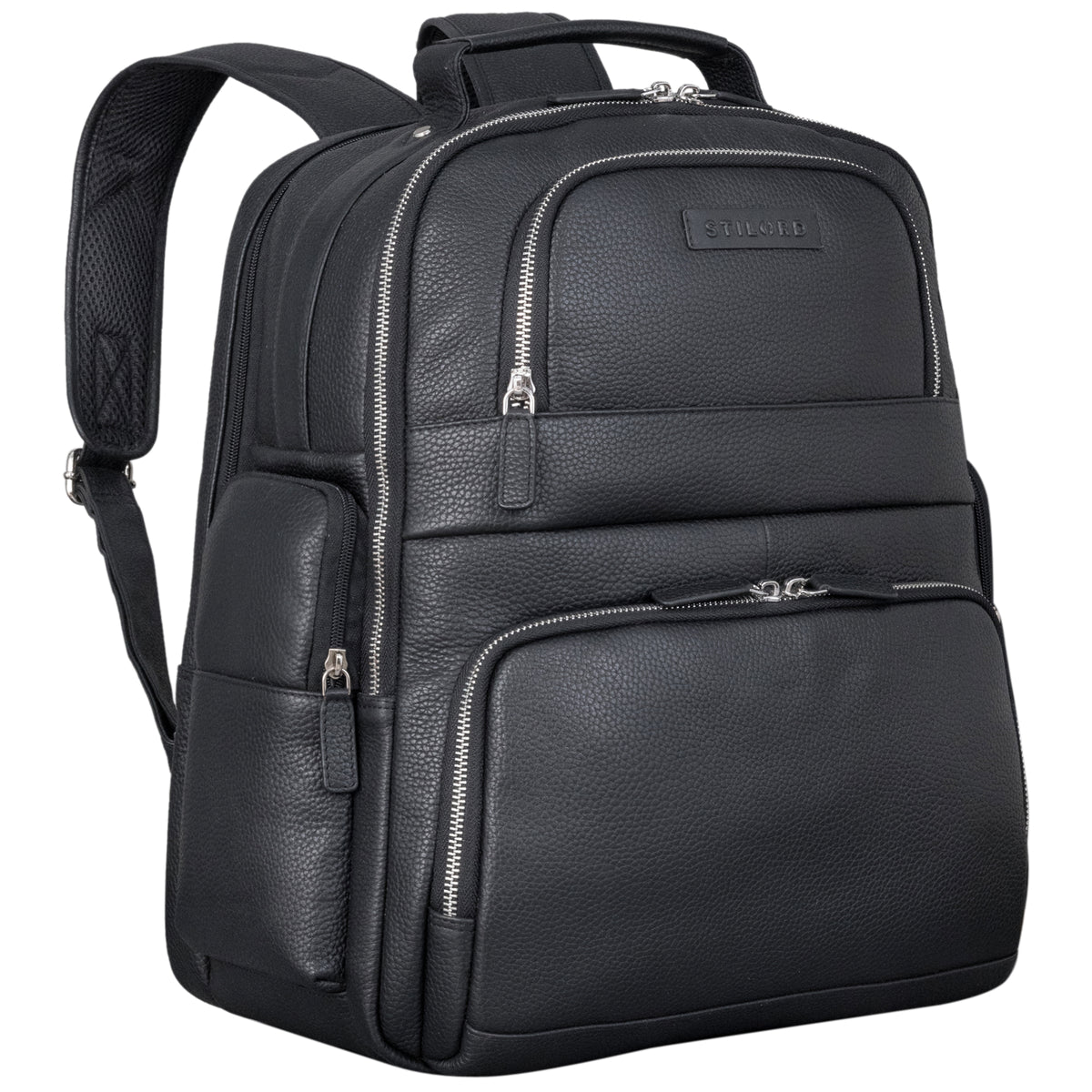 Schwarzer Laptoprucksack 15 Zoll Echtleder Damen
