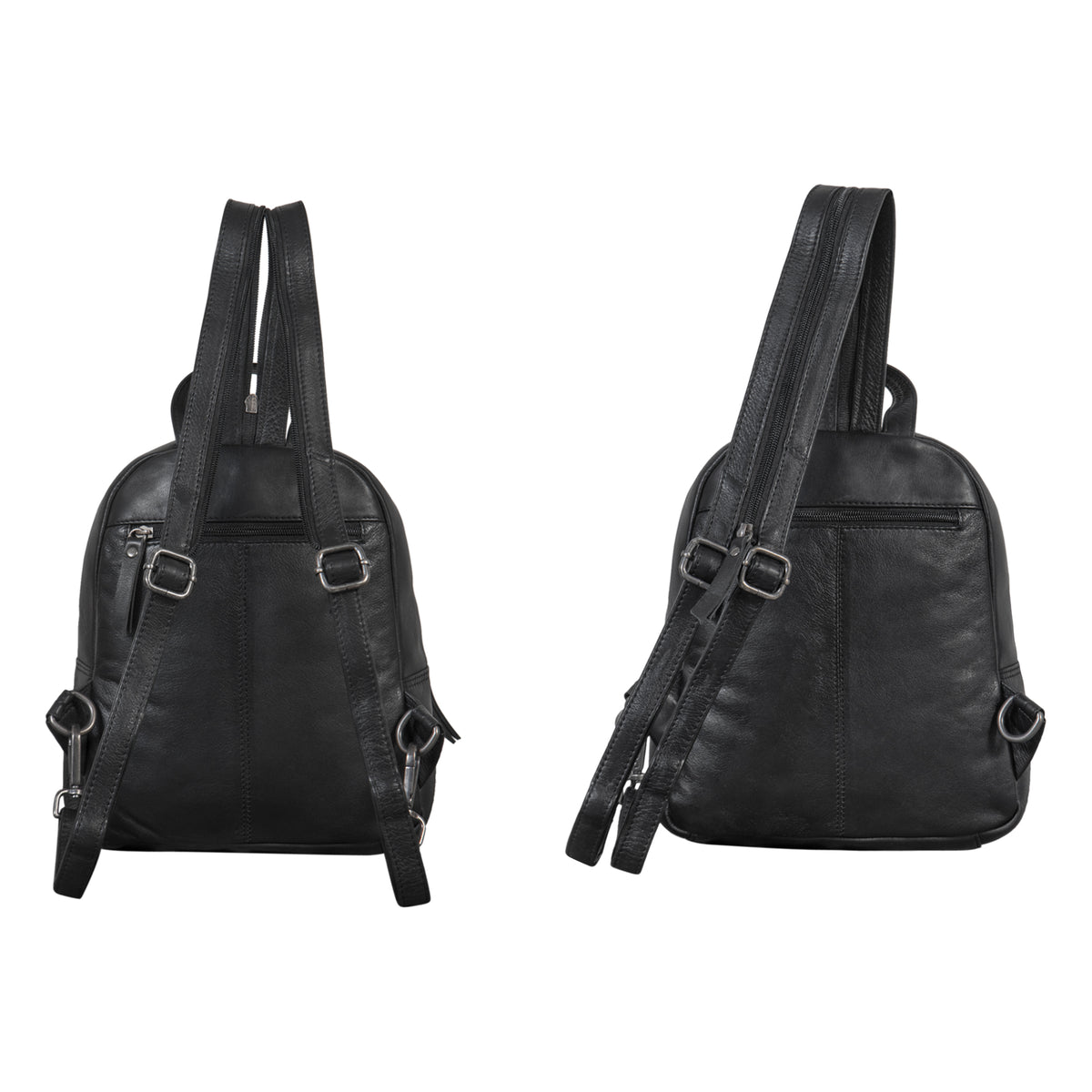 Lederrucksack Herren Damen schwarz