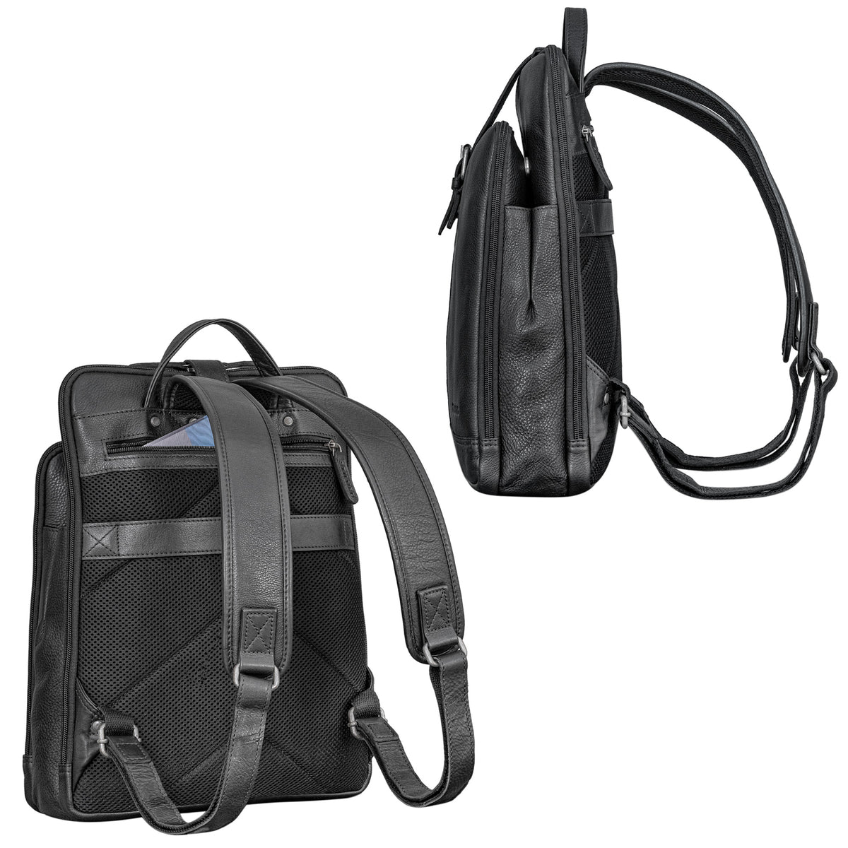 Herren Rucksack Leder schwarz