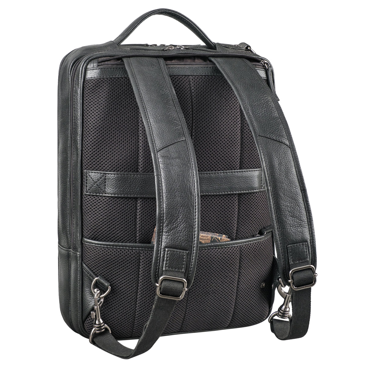 großer schwarzer Lederrucksack