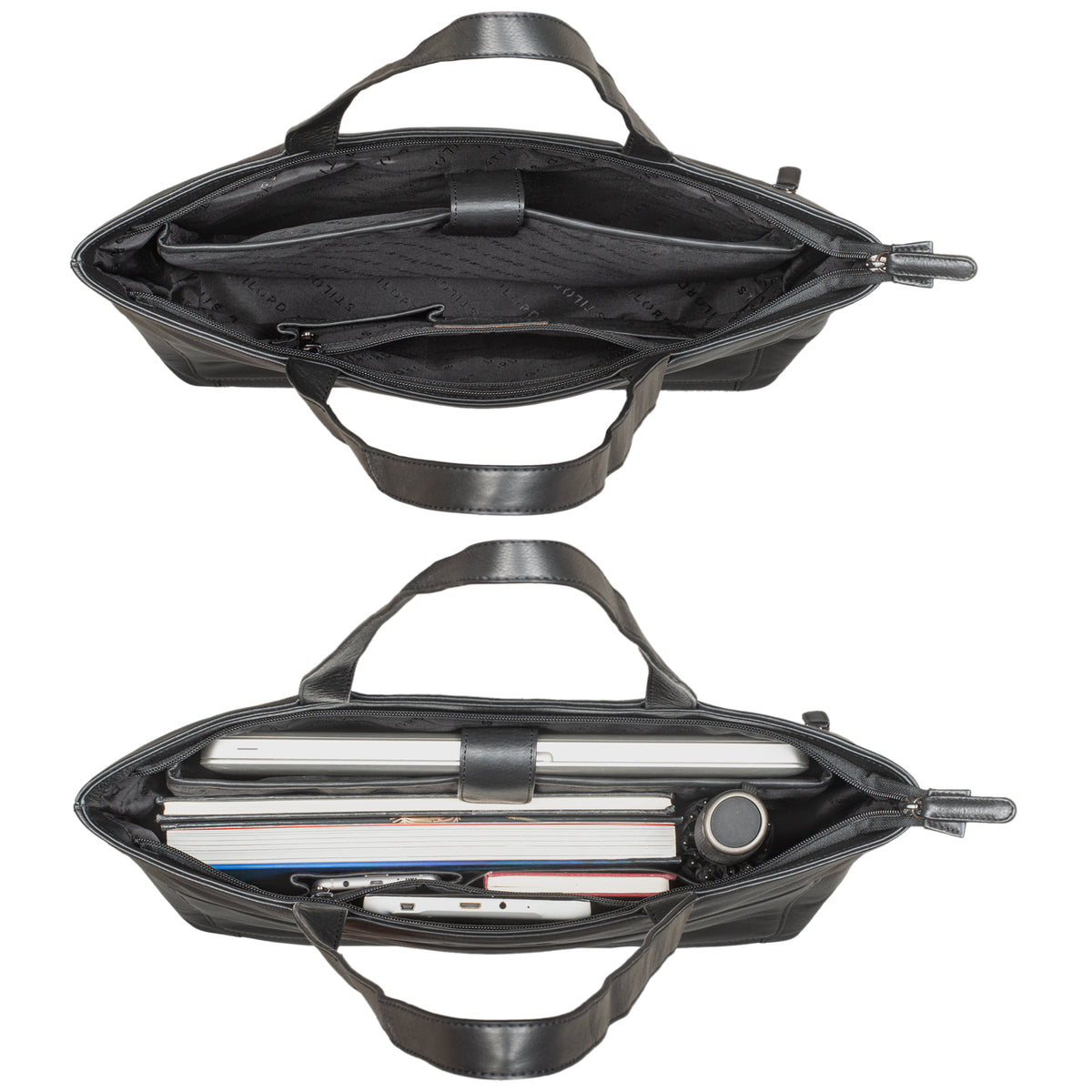 Schwarze Damen Ledertasche
