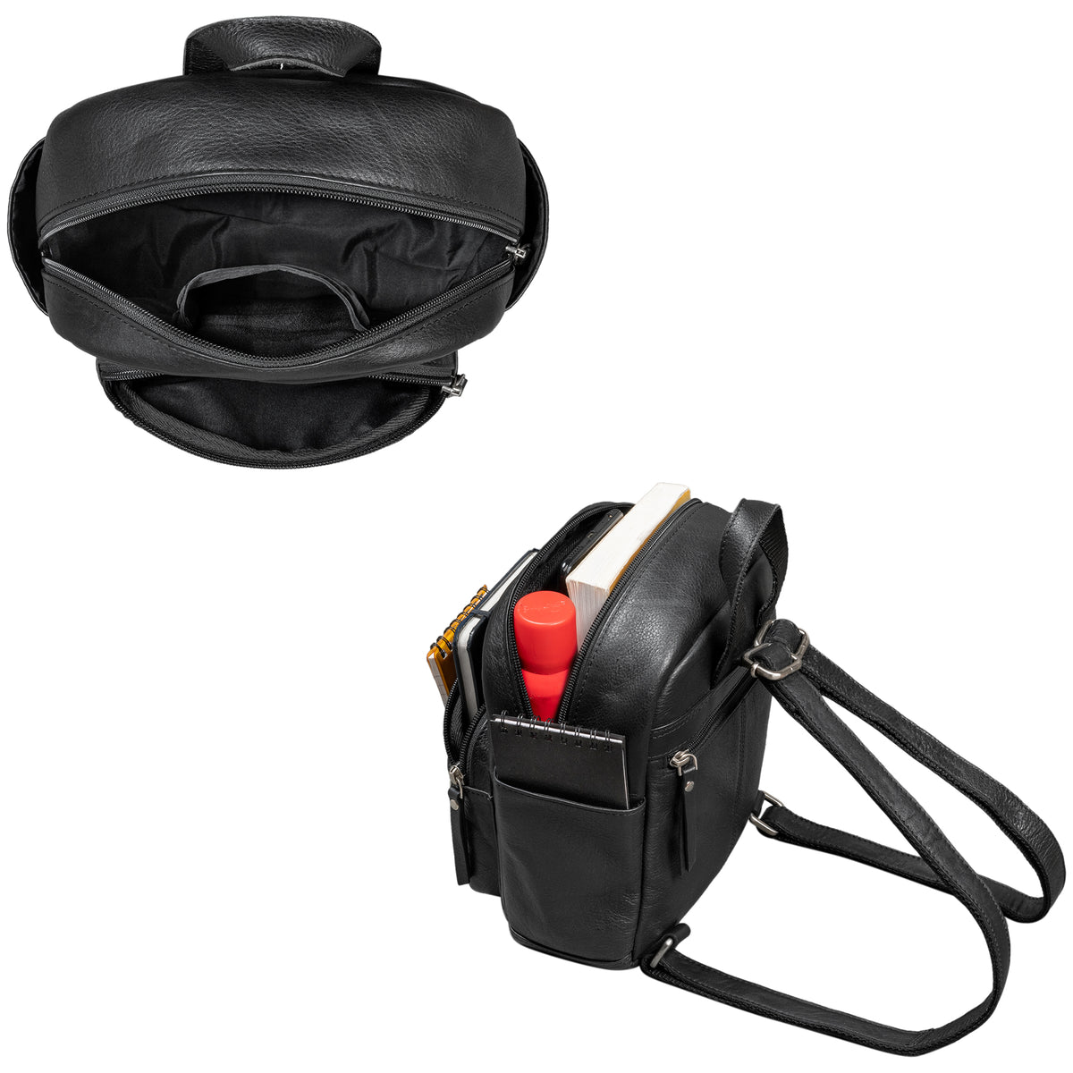 Rucksack klein Leder schwarz
