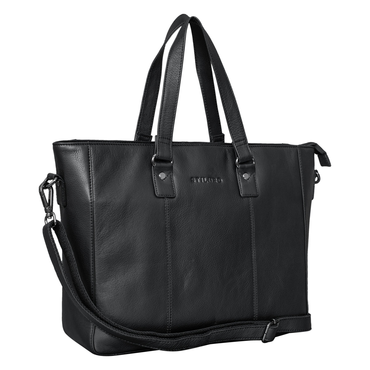 Shopper Tasche Damen Leder schwarz