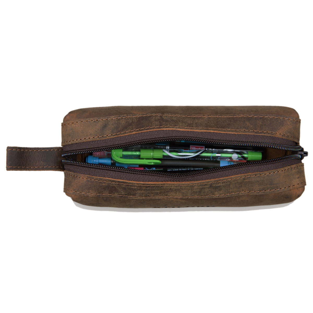 Stiftetasche Vintage braunes Leder elegant