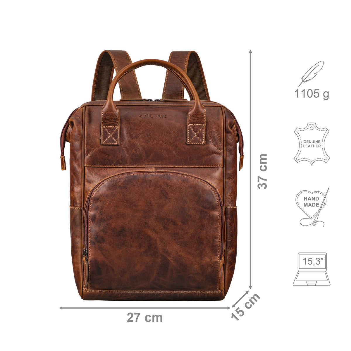 Lederrucksack Damen braun