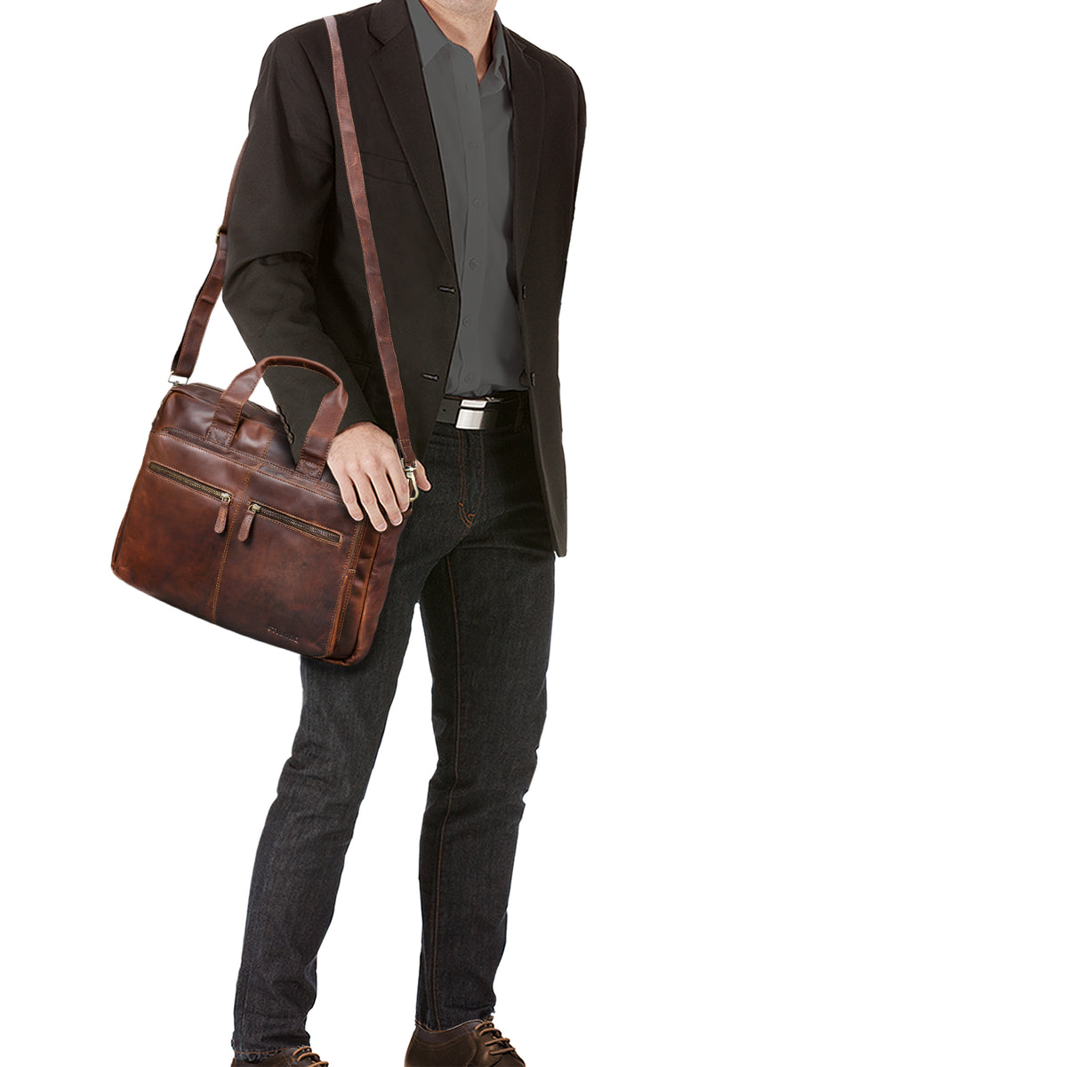 Große Umhängetasche Herren Retro Leder