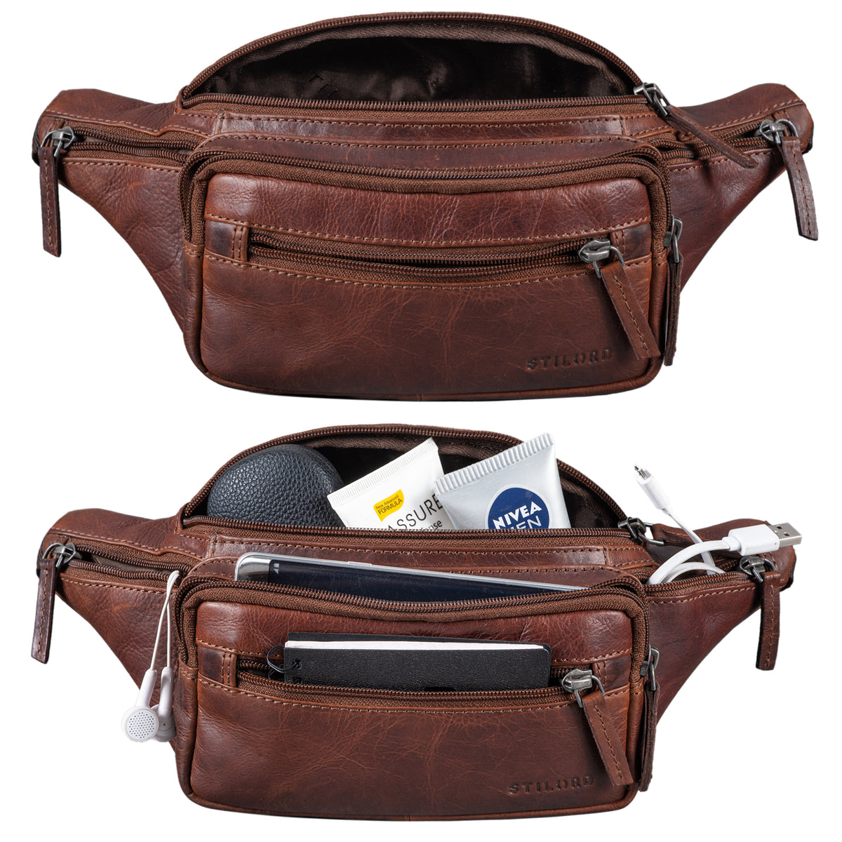 Vintage Echt Leder Bauchtasche braun