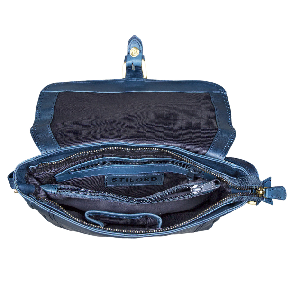 Vintage Lederhandtasche blau