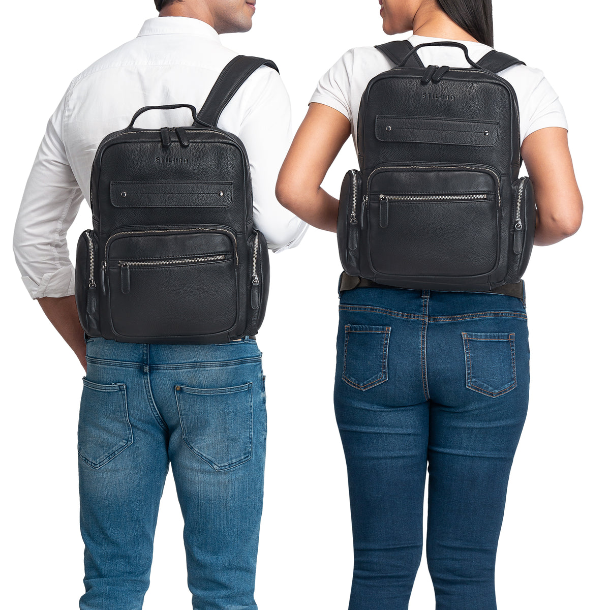 Echtleder Rucksack Unisex schwarz
