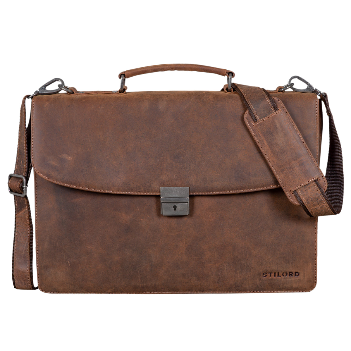Große Ledertasche Umhängetasche Herren braun