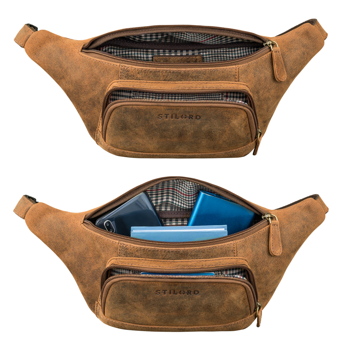 leder bauchtasche für damen braun