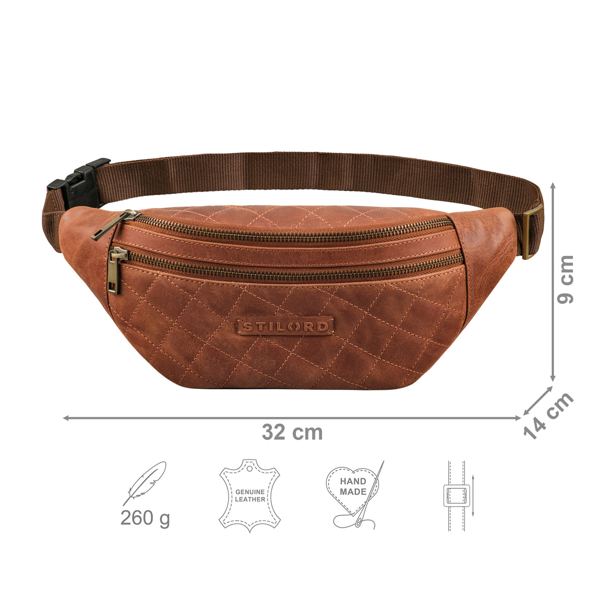 Bauchtasche Leder Herren Damen braun