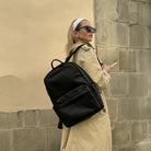 damen rucksack schwarz echtleder